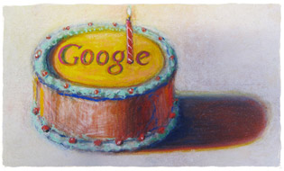 Google 12 岁生日快乐 (和画家 Wayne Thiebaud 合作的作品，由 VAGA NY 授权)