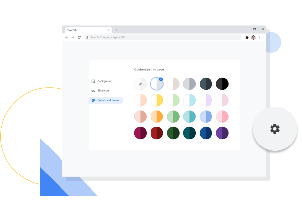 Image of the Chrome color and theme customization window.